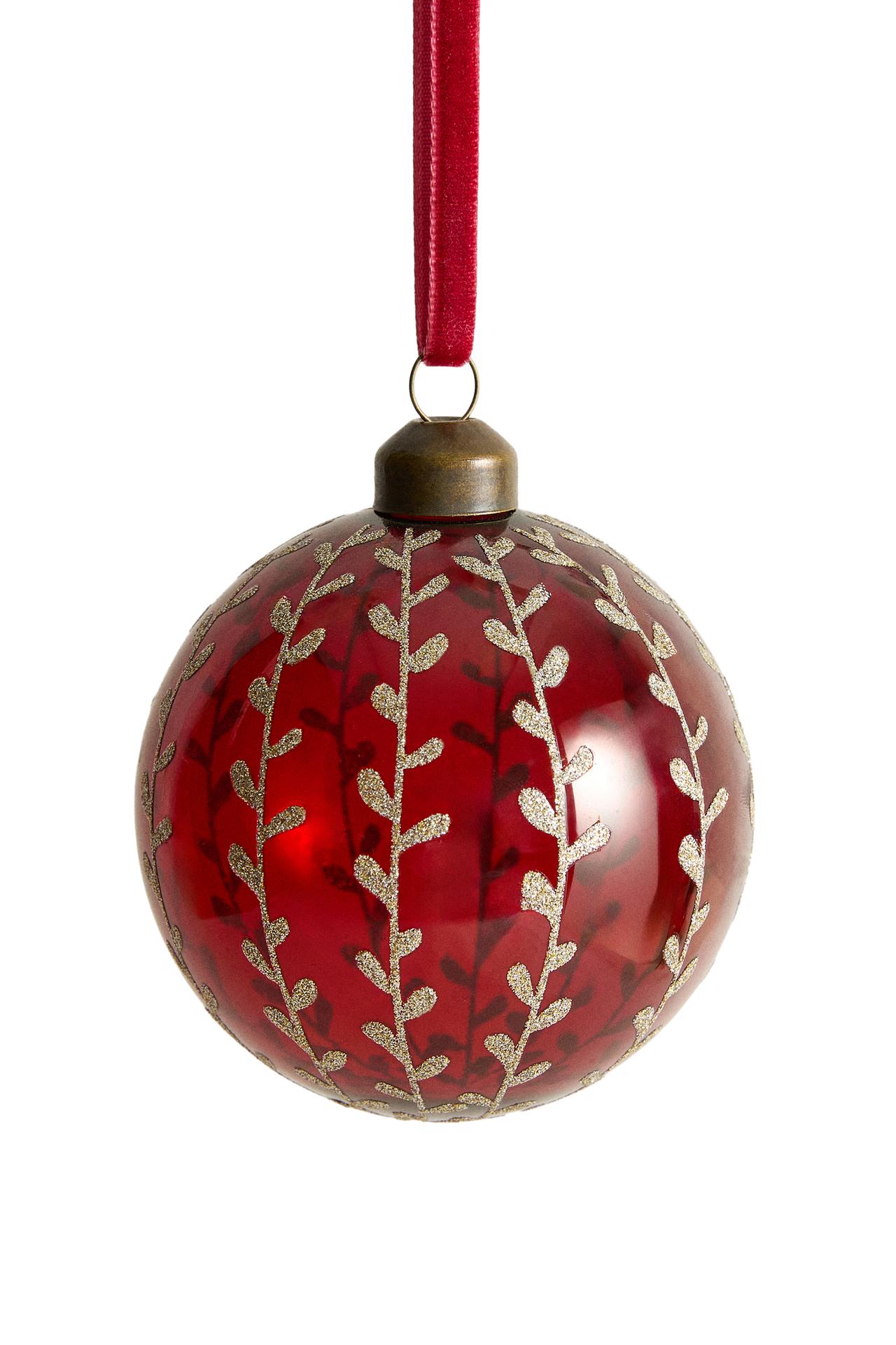 BOROSILICATE FLOWER GLITTER CHRISTMAS TREE BAUBLE
