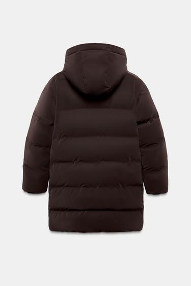 ANORAK MI-LONG EN TISSU CAOUTCHOUTÉ COUPE-VENT - Marron de Zara - Image 5