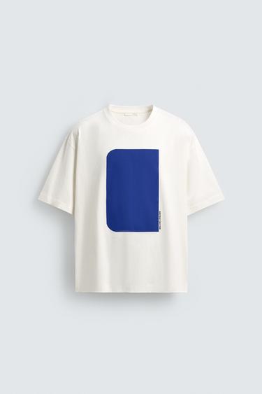 تيشرت برسمة هندسية - أبيض by Zara