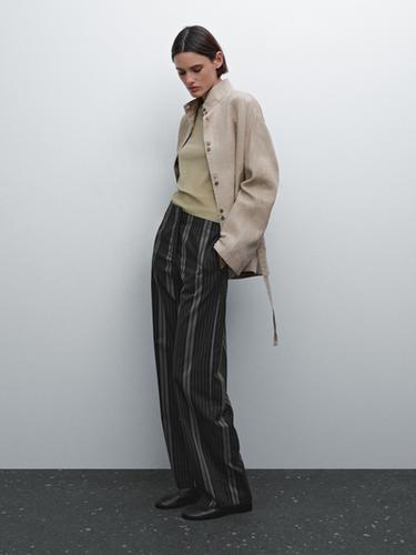Zara Lightweight striped flowing trousers - Black - Image 0