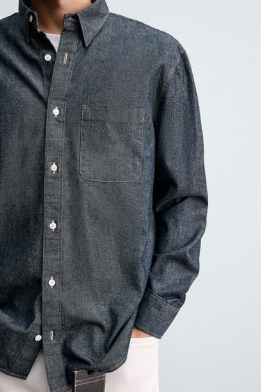 CHEMISE EN JEAN COUPE DÉCONTRACTÉE - Bleu de Zara - Image 6
