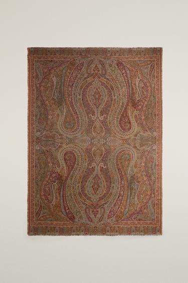 PAISLEY JACQUARD BLANKET - Brick by Zara - Image 0