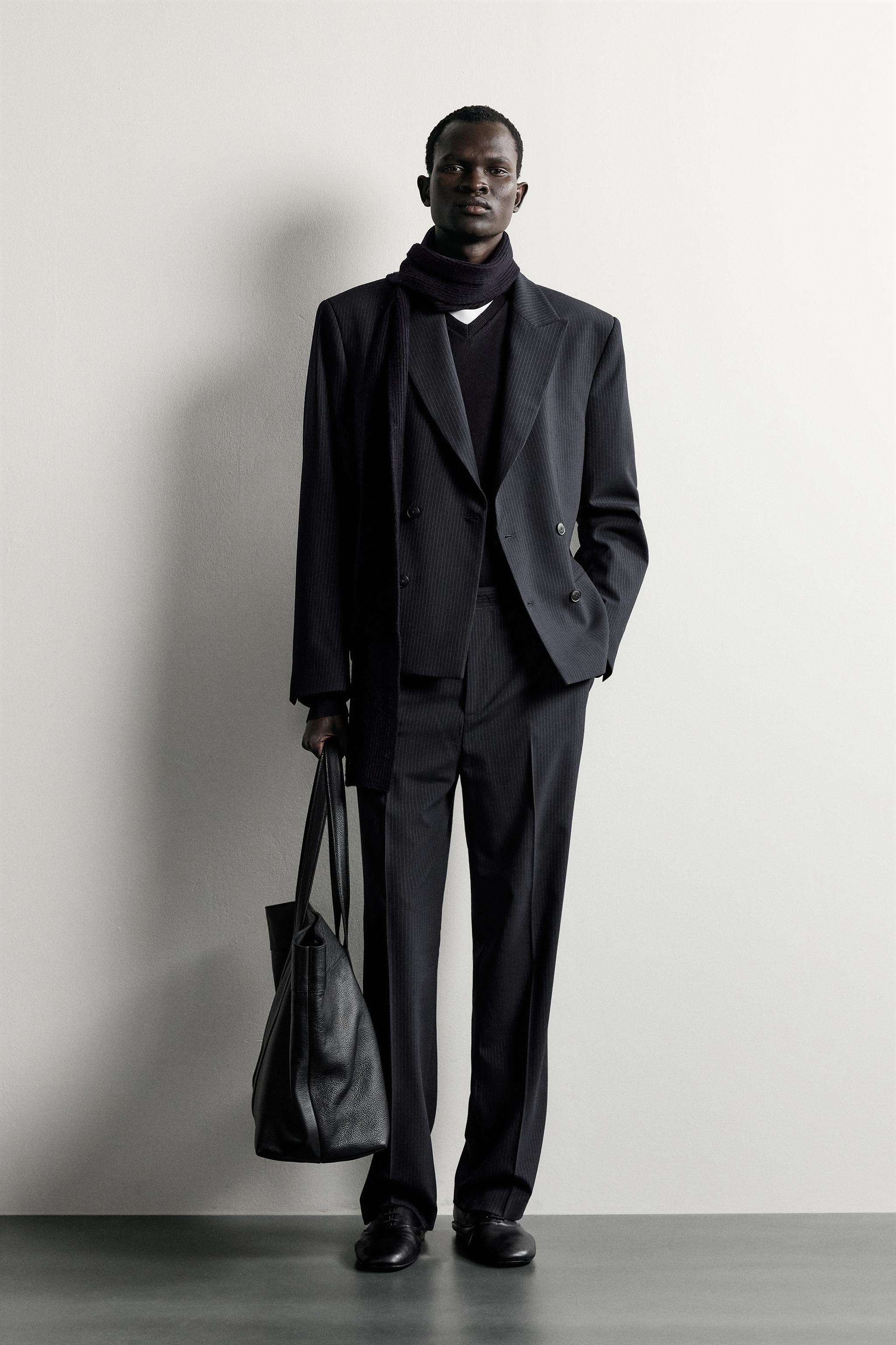 Zara İNCE ÇİZGİLİ TAKIM PANTOLONU