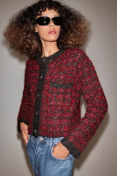 CHAQUETA PUNTO ESTRUCTURA - Rojo / Negro de Zara