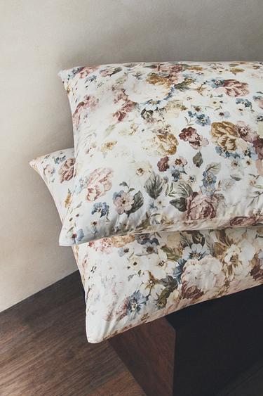 FLORAL SATEEN PILLOWCASE (300 THREAD COUNT) - Oyster-white by Zara - Image 5