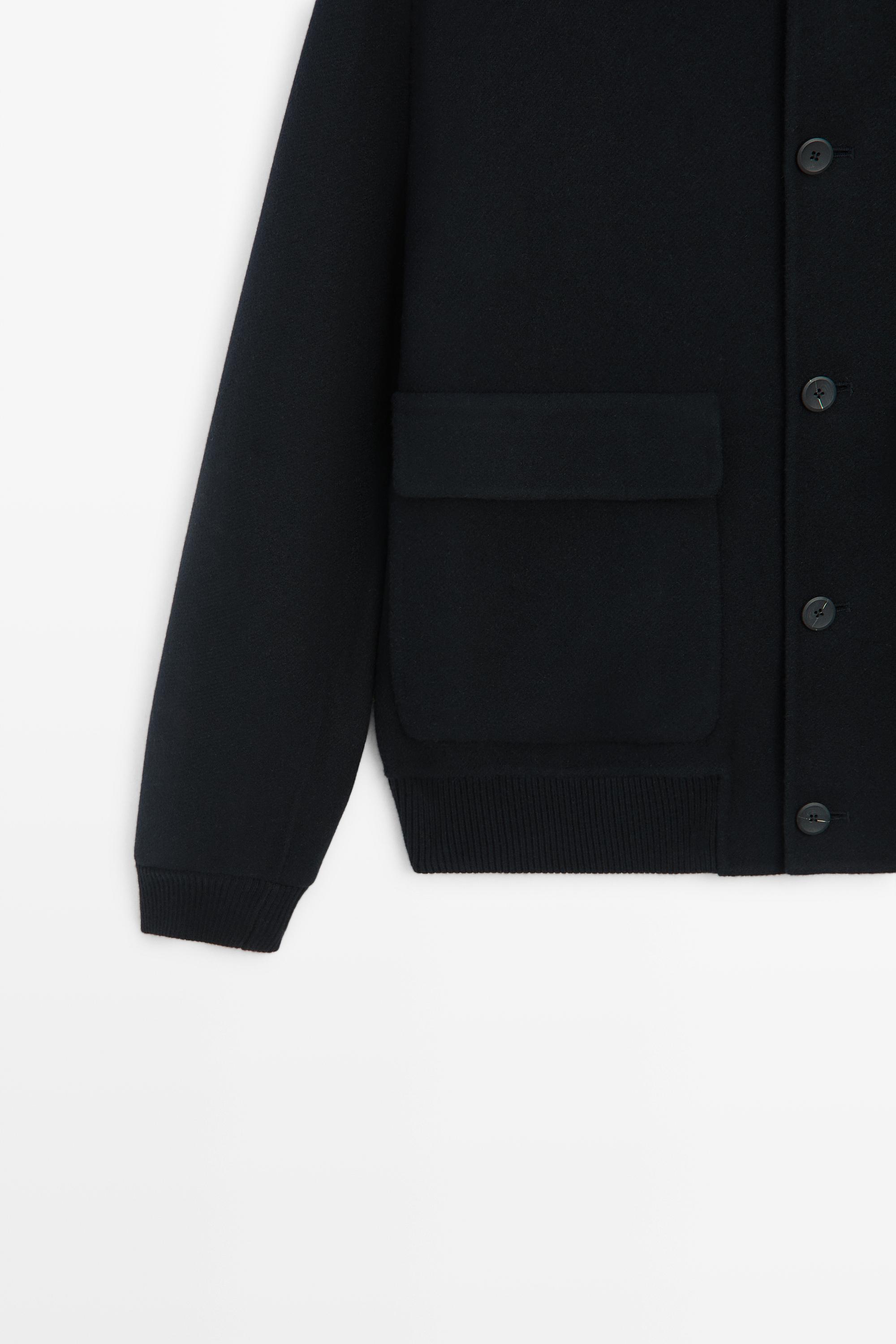 Wool blend pocket detail bomber jacket