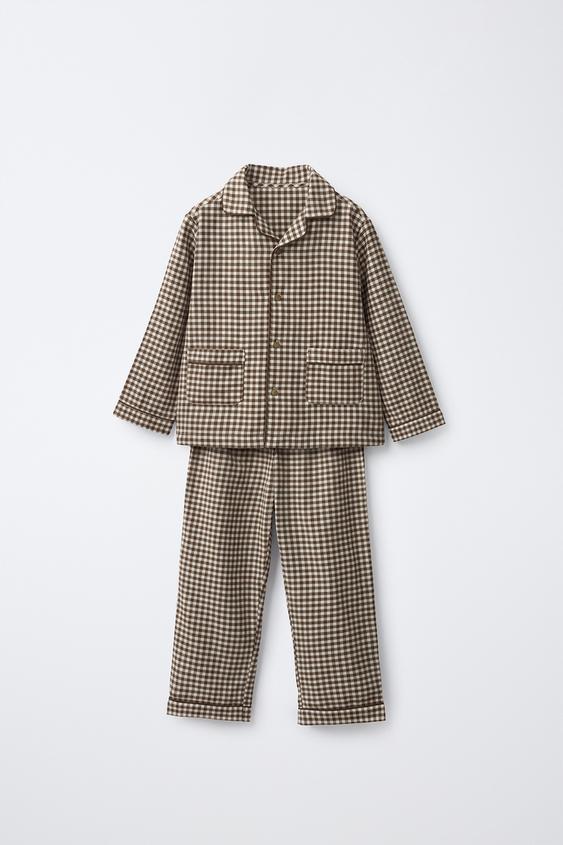 2-6 YEARS/ GINGHAM FLANNEL PYJAMAS - Brown by Zara - Image 0