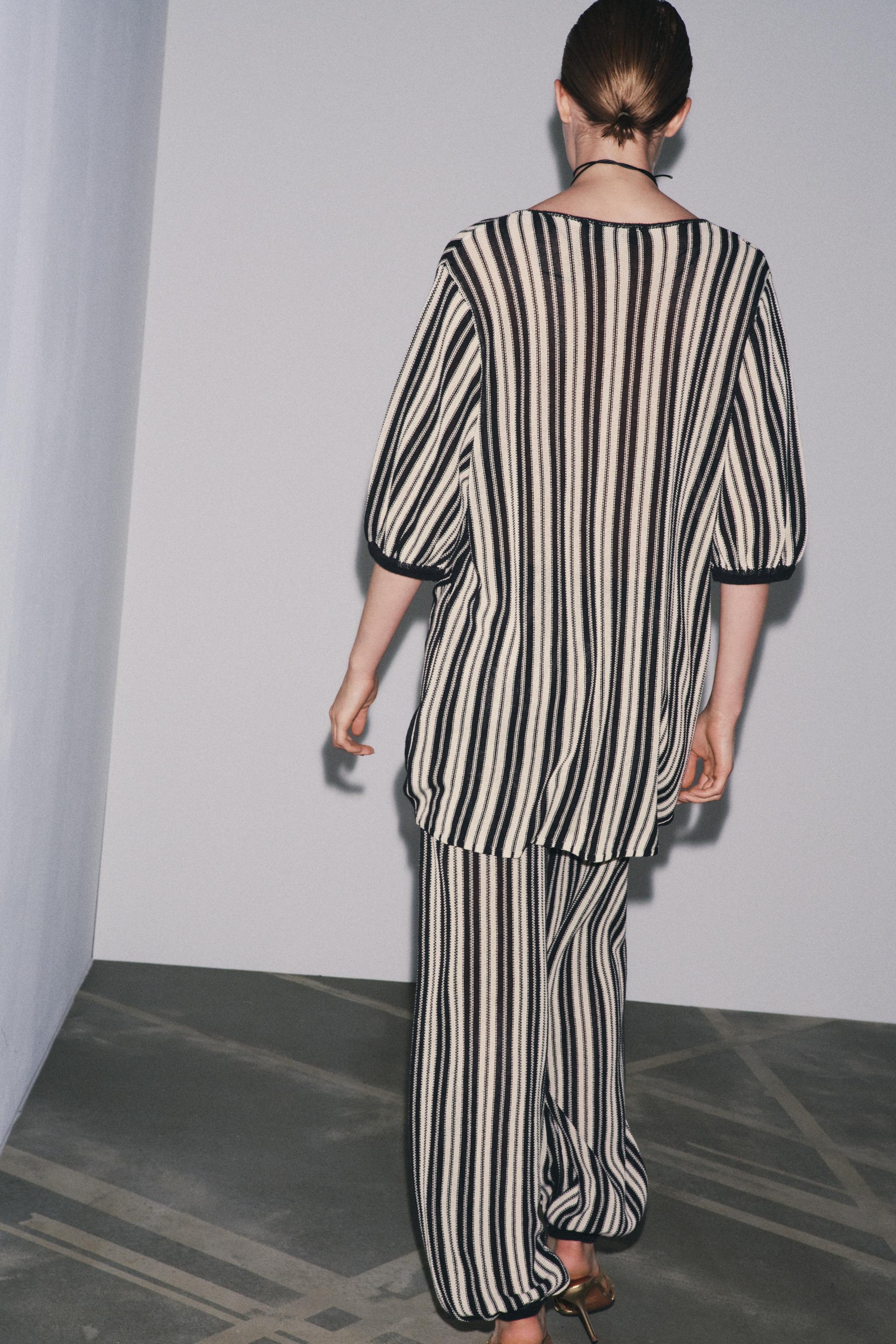 STRIPED KNIT TOP WITH LINEN