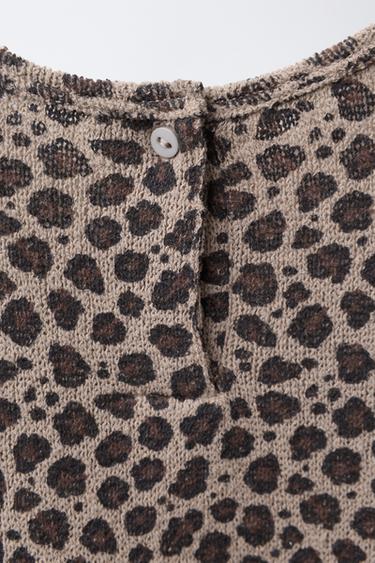 ROBE EN MATIÈRES VARIÉES À IMPRIMÉ - Marron clair de Zara - Image 3