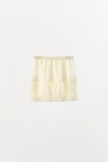 JUPE PLISSÉE DENTELLE - Blanc cassé de Zara - Image 3