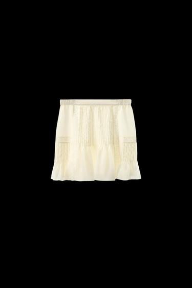 Zara LACE PLEATED SKIRT - Oyster-white - Image 0