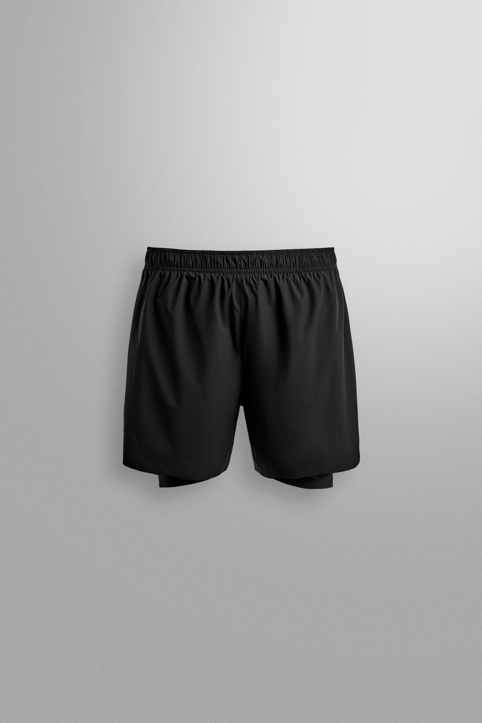 2-IN-1 RUNNING SHORTS — Black