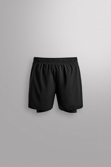 PANTALONES CORTOS RUNNING 2 EN 1 - Negro de Zara