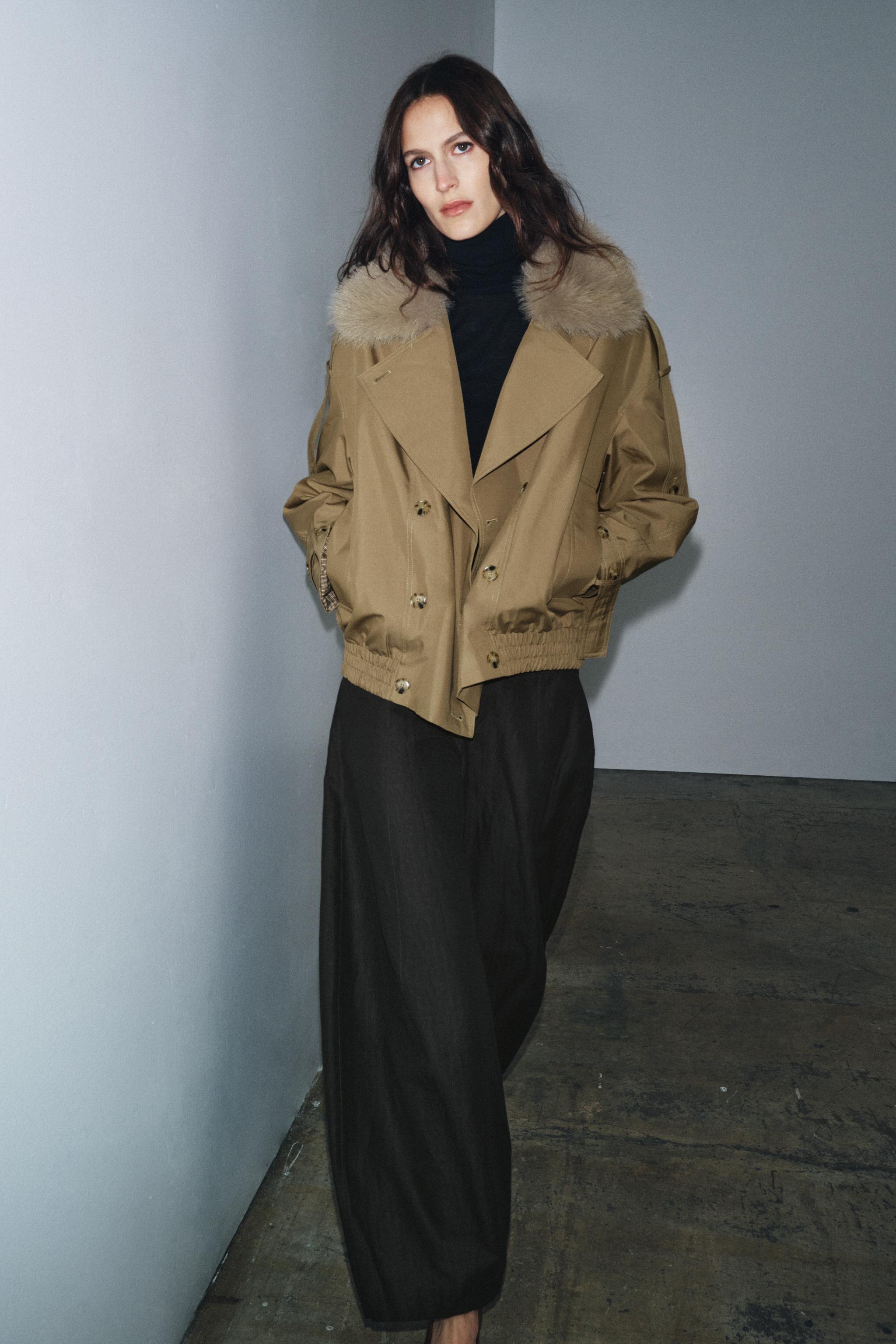 TRENCH MATELASSÉ À COL EFFET FOURRURE ZW COLLECTION