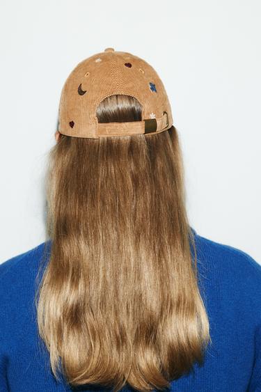 CASQUETTE VELOURS CÔTELÉ BRODERIES OISEAUX LUNES - Marron clair de Zara - Image 1