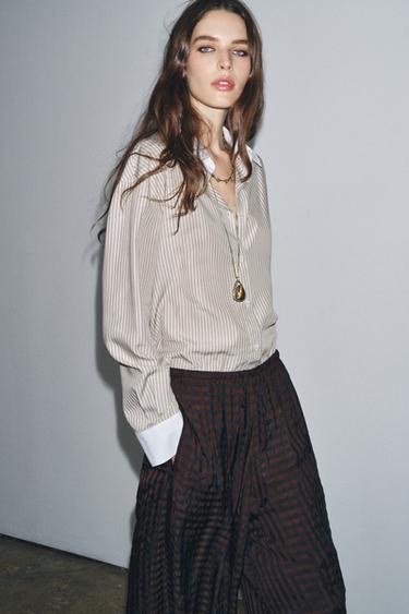 قميص بخطوط بلون متباين ZW COLLECTION - خطوط الخاص بـ Zara