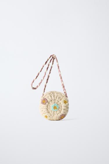 HÆKLET SKULDERTASKE MED BLOMSTER - Råhvid fra Zara - Billede 0