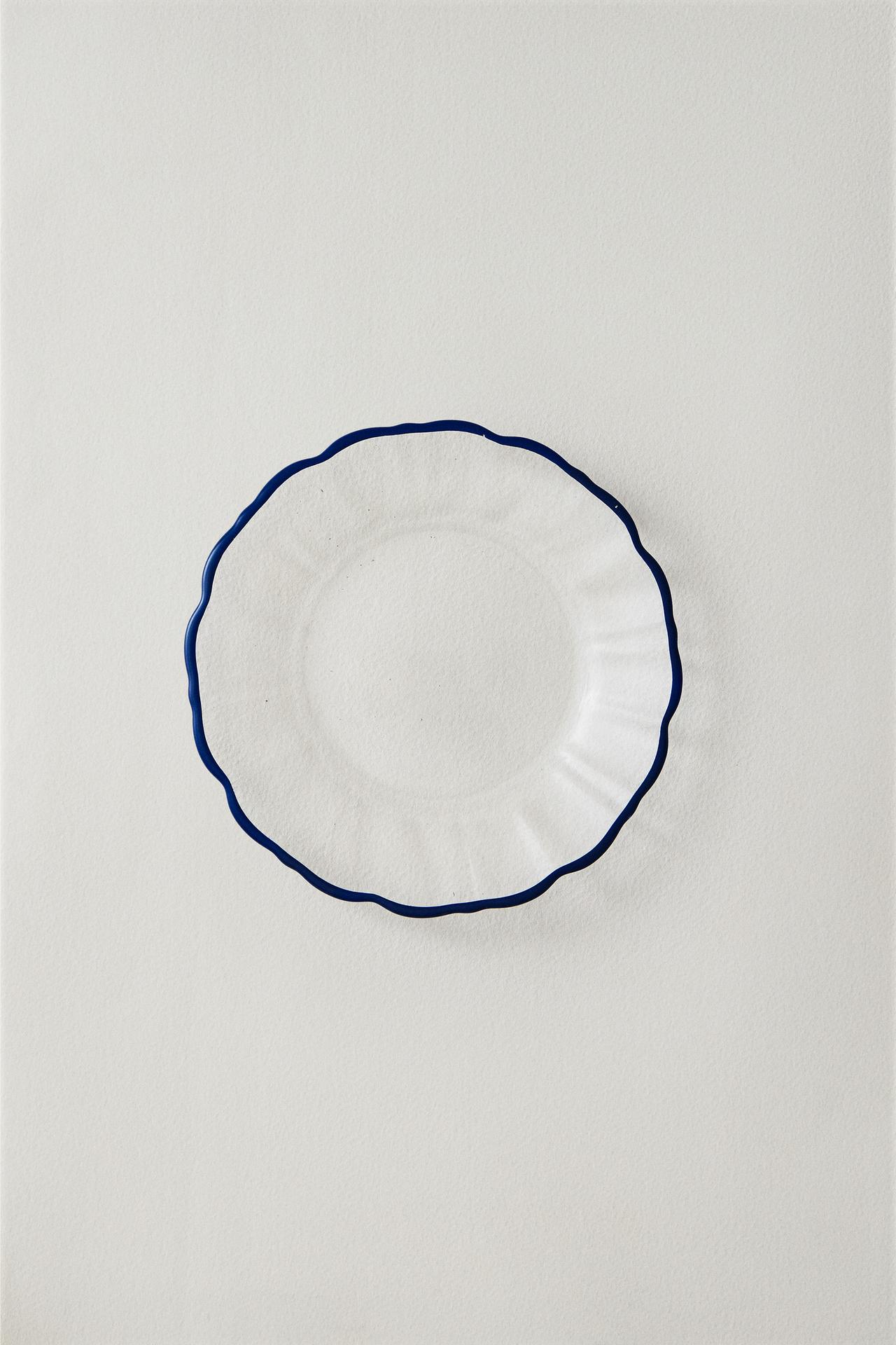GLASS SIDE PLATE WITH RIM — Blue