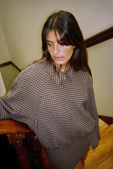 CAZADORA BOMBER ACOLCHADA PATA DE GALLO - Gris / Tostado de Zara