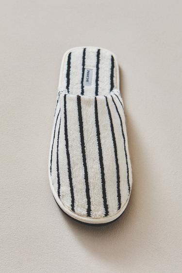STRIPED TERRY BATH SLIPPERS - White by Zara - Image 5