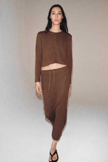 Zara LONG SLEEVE BUTTONED JACKET - Brown - Image 0