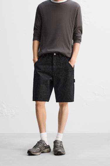 DENIM-BERMUDA-SHORTS MIT ZIMMERMANNS-TASCHE - Schwarz von Zara