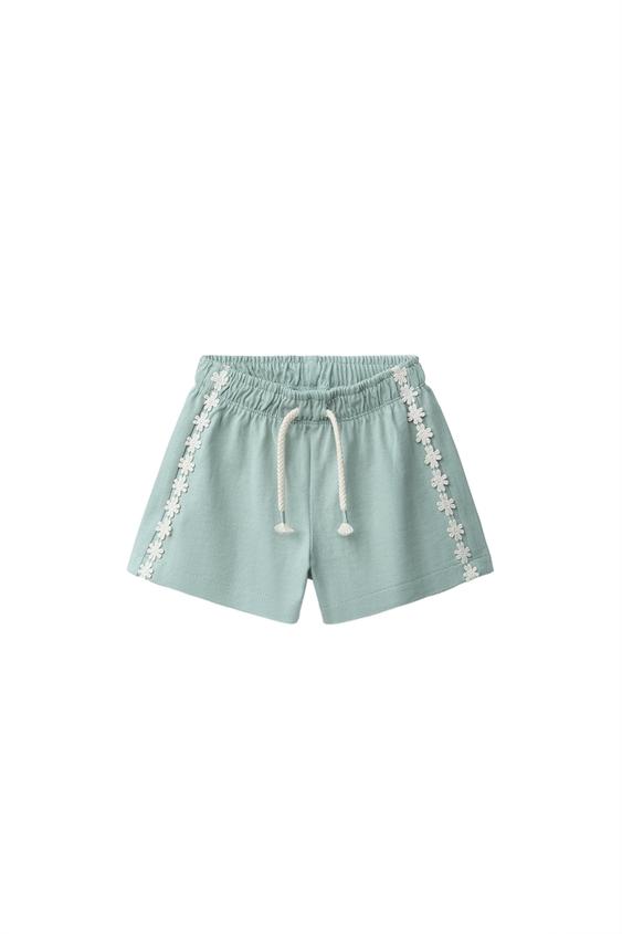 Zara HEAVY WEIGHT FLORAL PLUSH SHORTS - Bluish - Image 0