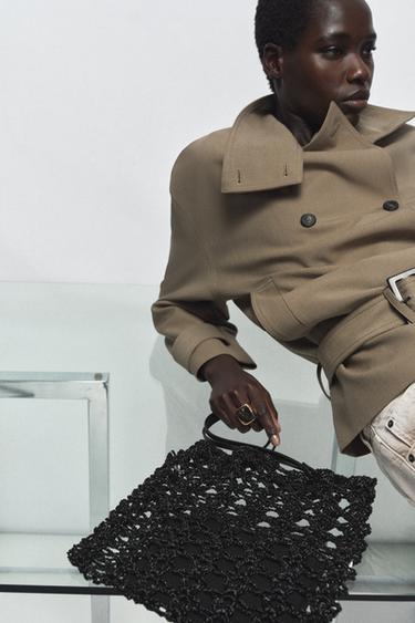 حقيبة SHOPPER صغيرة من الكروشيه - أسود الخاص بـ Zara