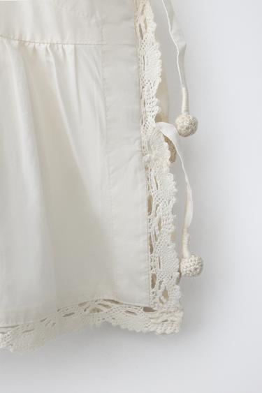 EMBROIDERED TUCK TOP - Oyster-white by Zara - Image 3