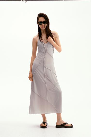 Zara 拼接中長版洋裝 - 淡藍綠色 - 圖片 0