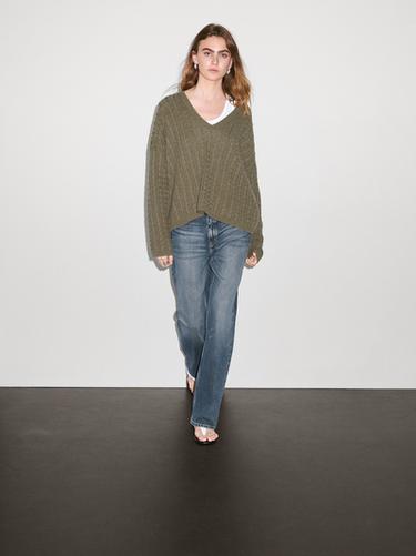 Zara 100% cashmere oversize knit sweater - Greenish - Image 0