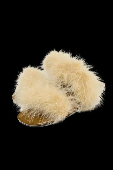 FEATHER STRAP SANDALS - Yellow by Zara
