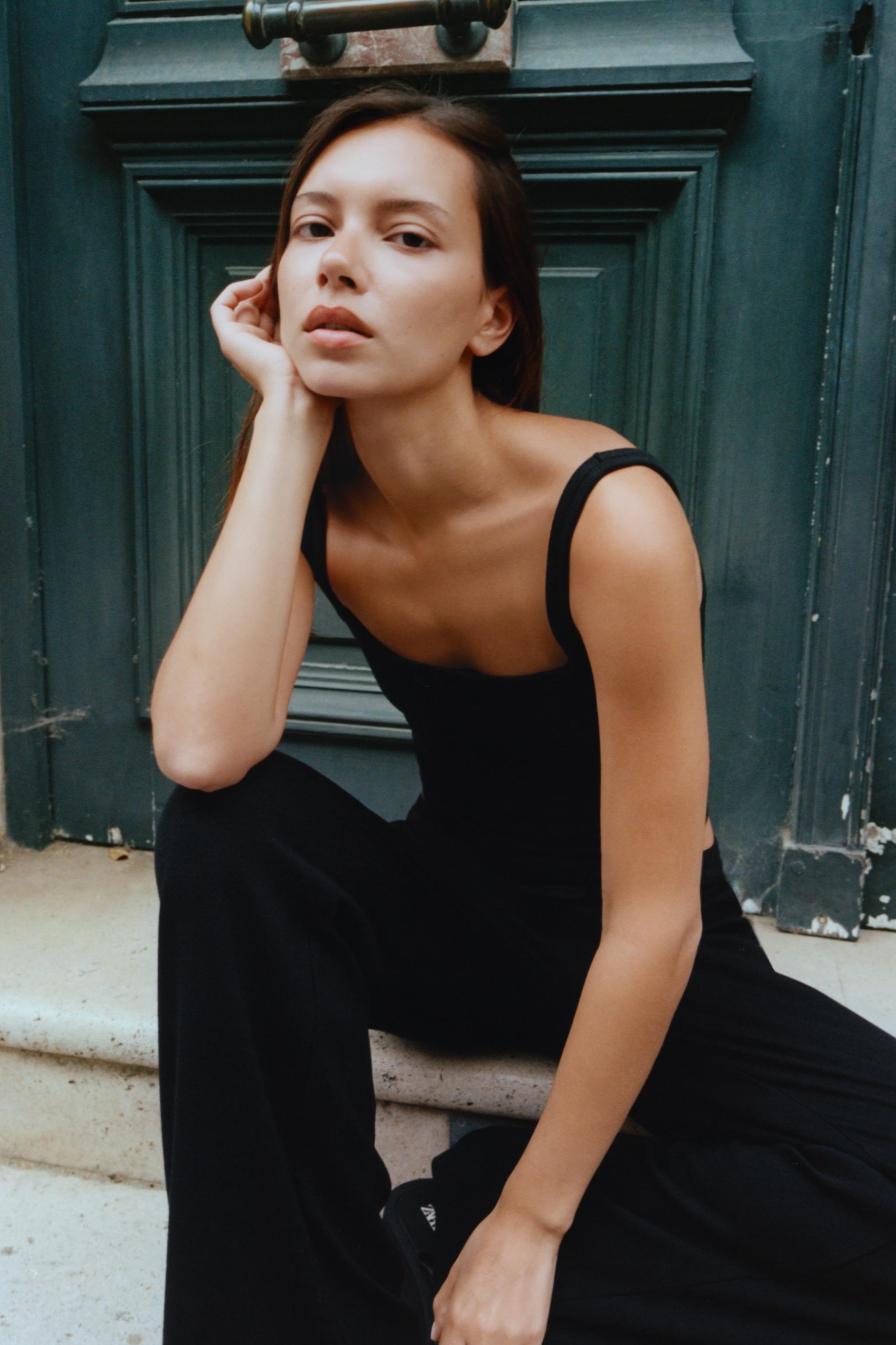 Женские брюки Zara RIBBED STRAIGHT LEG PANTS