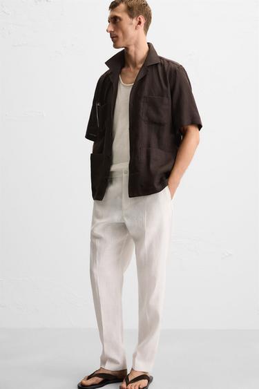 100% LINEN TROUSERS - White by Zara - Image 4
