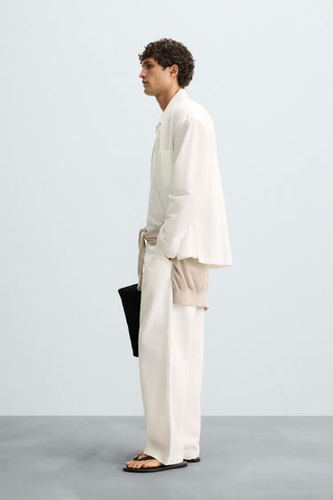 CHEMISE STRUCTURÉE À RAYURES - Blanc de Zara - Image 3