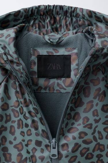 RUBBERISED ANIMAL PRINT WATER-RESISTANT RAINCOAT - Petrol blue by Zara - Image 5