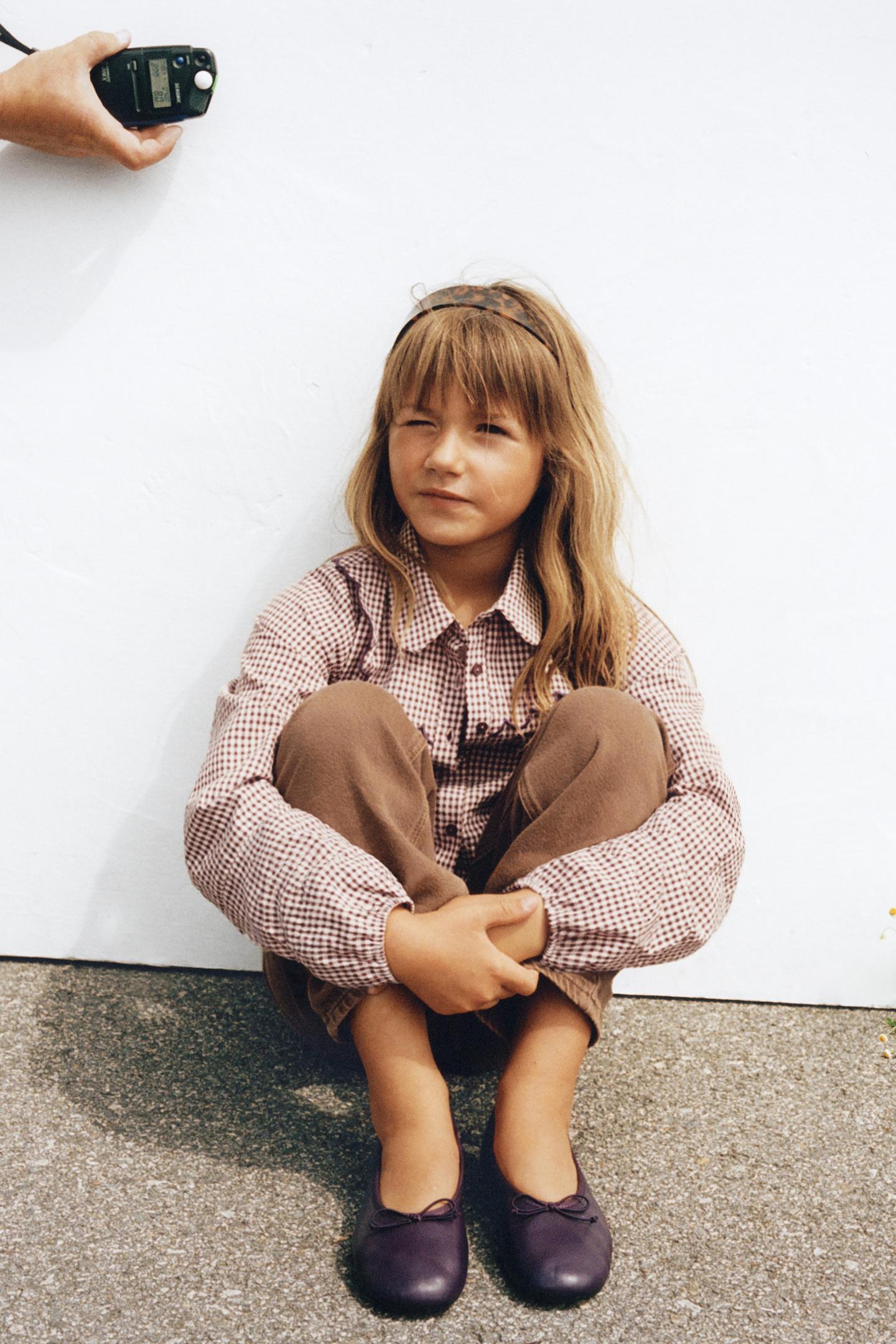 Детская рубашка Zara Wavy Plaid Print, цвет: Пастельный розовый — фото 6