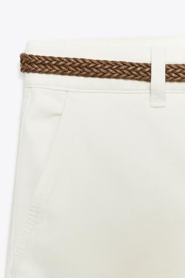 PANTALON CHINO AVEC CEINTURE TRESSÉE - Écru de Zara - Image 2