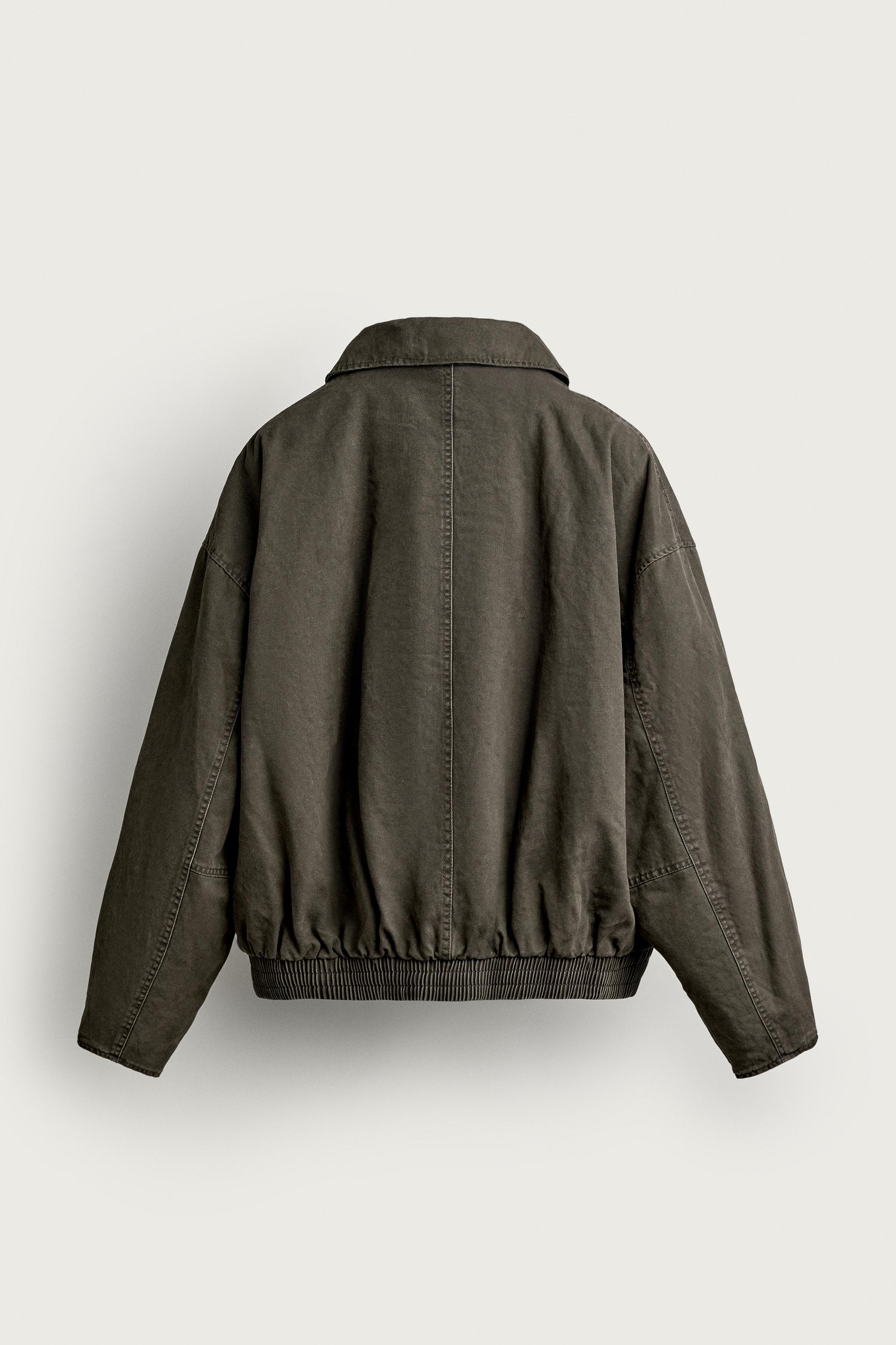 ウォッシュ加工キルティングボンバージャケット - ダークカーキ | ZARA