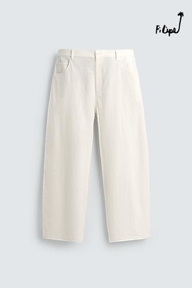 Zara BALLOON FIT PANTS FILIPE JARDIM X ZARA - Oyster-white