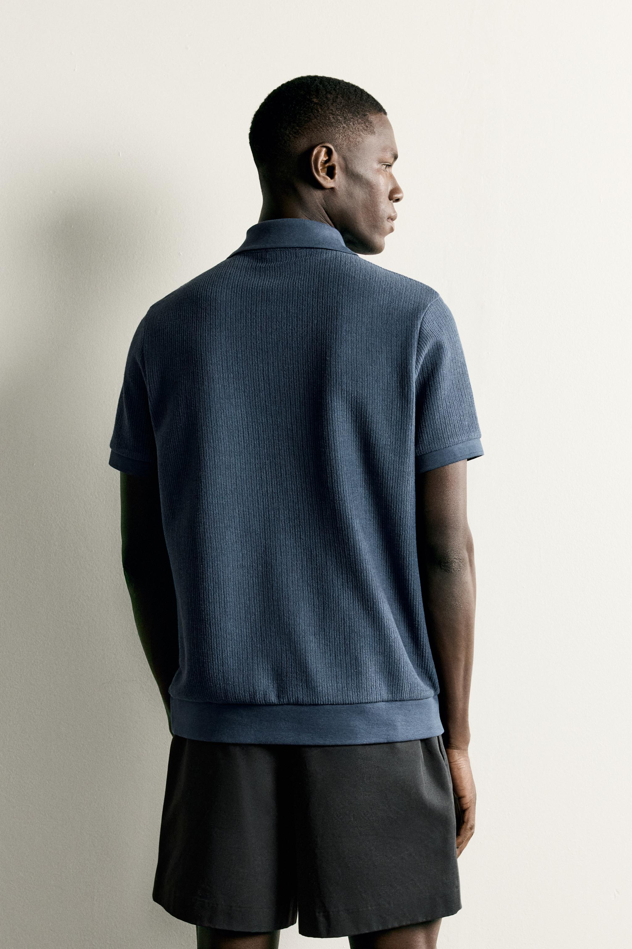 Zara FERMUARLI REGULAR FIT POLO T-SHIRT görsel 3
