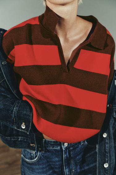 STRIPED KNIT POLO SHIRT - striped by Zara
