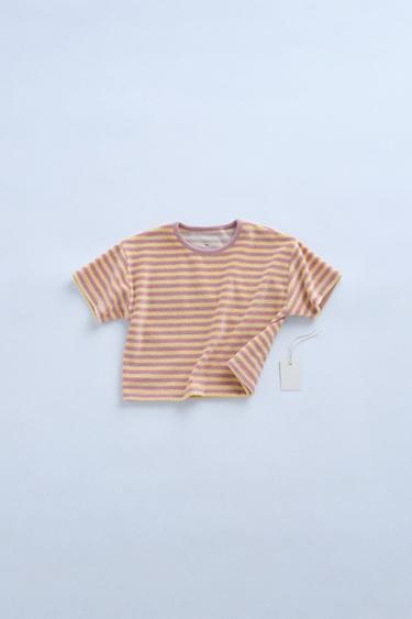 Zara ZARA TIMELESS - STRIPED TERRY T-SHIRT - Mid-pink - Image 0