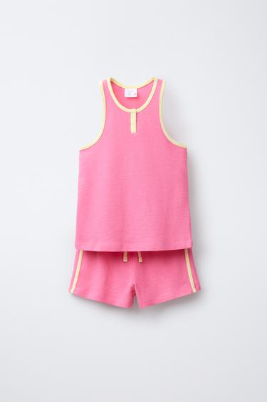 6-14 ANS/ PYJAMA T-SHIRT ET BERMUDA CONTRASTE - Fuchsia de Zara - Image 0
