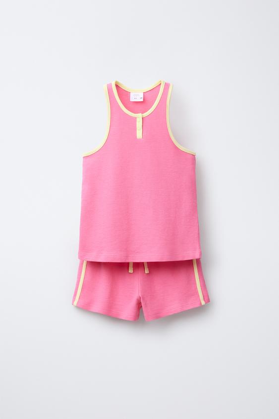 6-14 YEARS/ CONTRAST T-SHIRT AND BERMUDA PYJAMAS - Fuchsia by Zara - Image 0