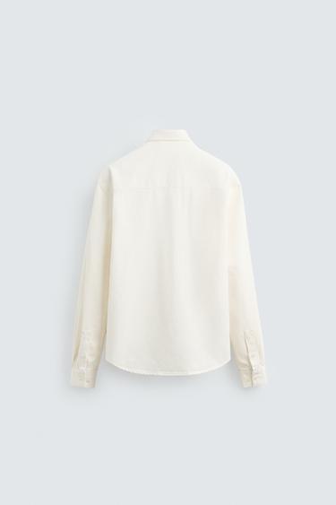 DENIM OVERSHIRT - Oyster-white by Zara - Image 7
