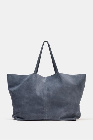 MAXI SPLIT SUEDE TOTE BAG - Blue by Zara