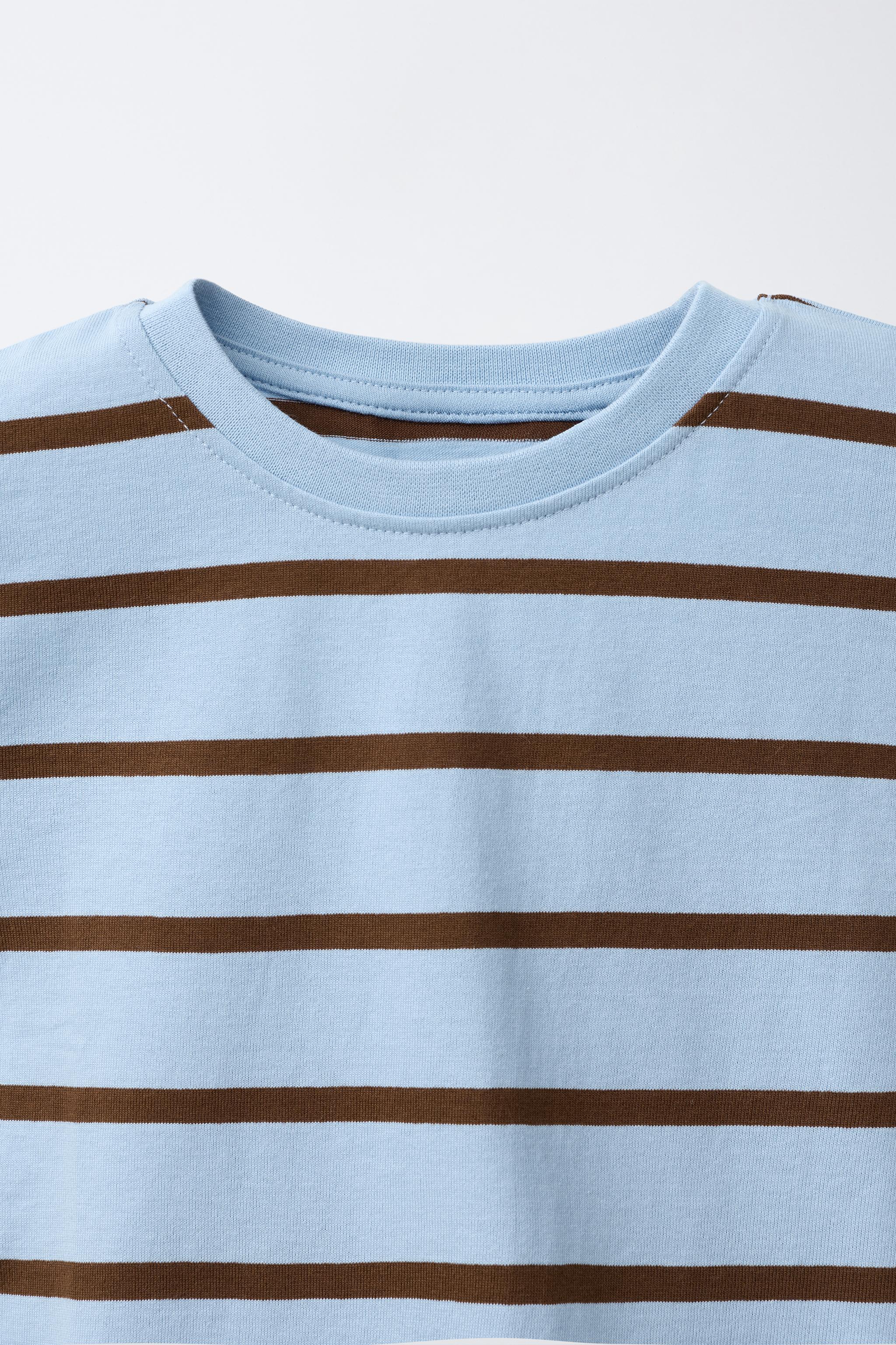 Zimmerli Tシャツ 3枚セット ブルー ブラウン ストライプ＆無地Tシャツ3枚セット - ブラウンブルー | ZARA Japan / 日本