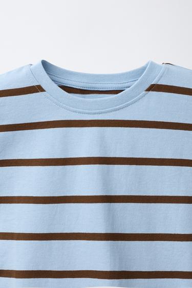 LOT DE TROIS HAUTS RAYÉS ET UNIS - Marron-Bleu de Zara - Image 3