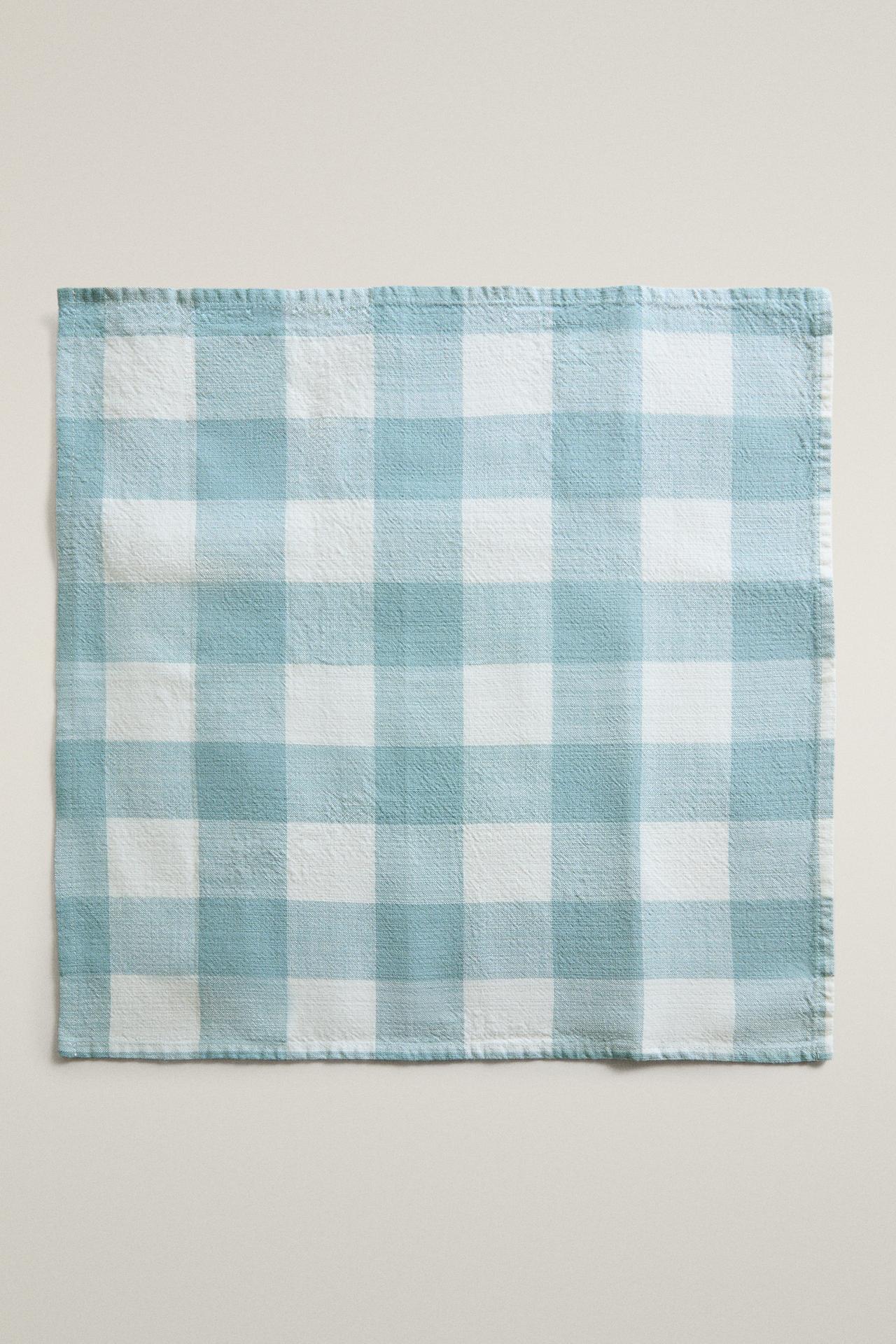 COTTON CHECK NAPKINS (PACK OF 2) — Blue